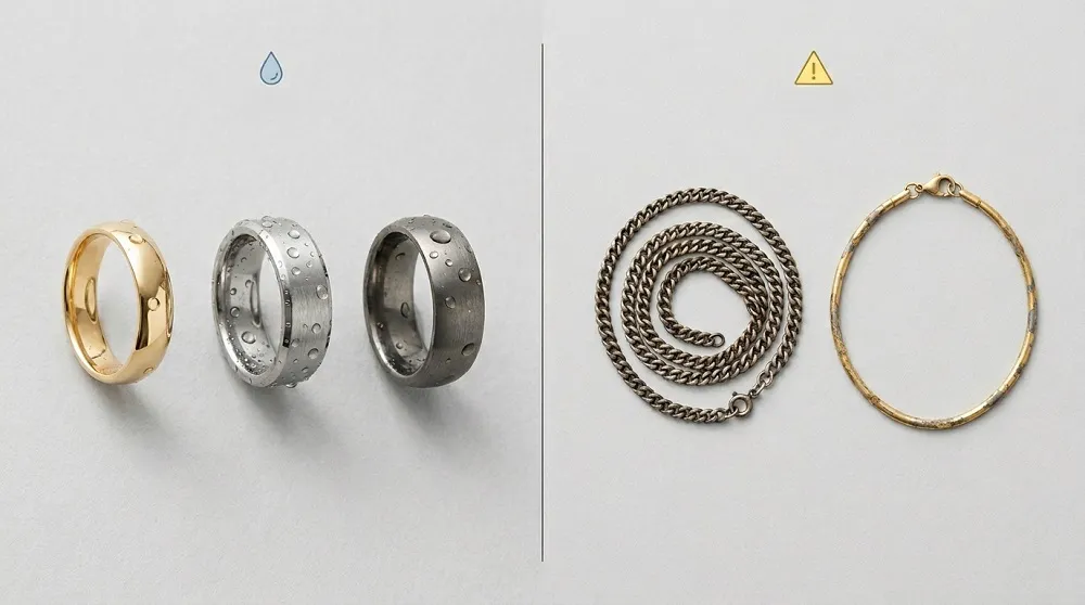 Shower-Safe vs Shower-Risky Jewellery Metals