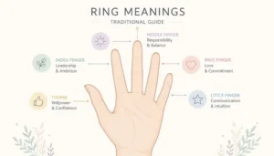 Hand chart showing ring finger meanings