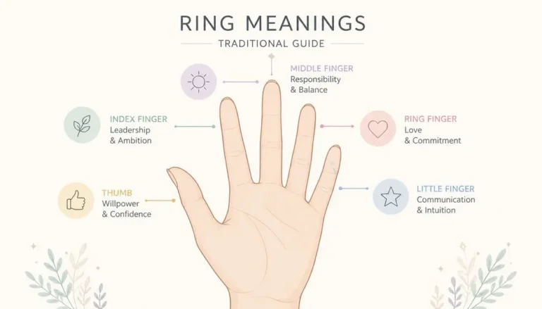 Hand chart showing ring finger meanings