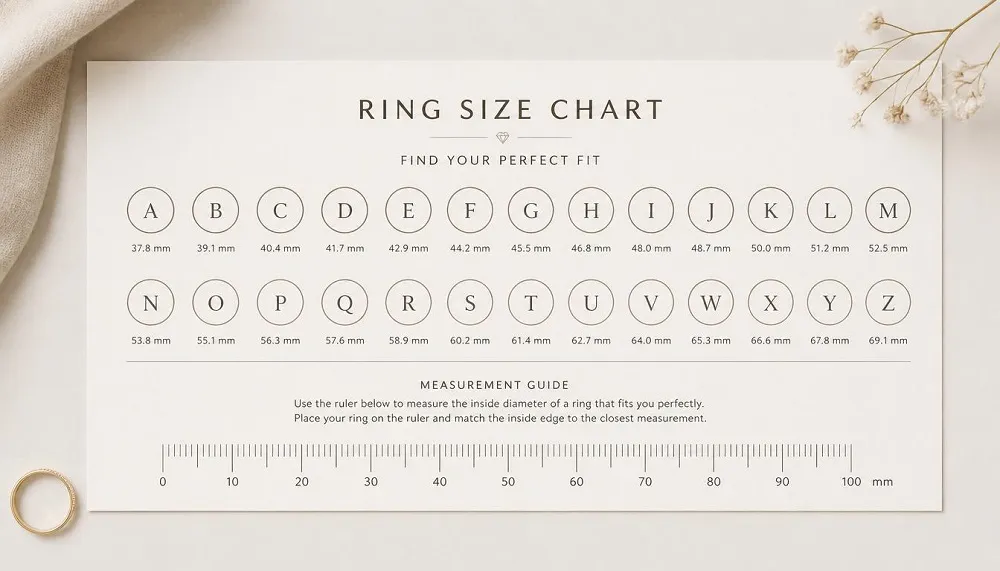 UK Ring Size Chart Visual