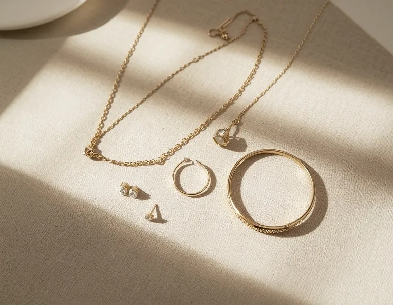 : Women's jewellery collection flat lay