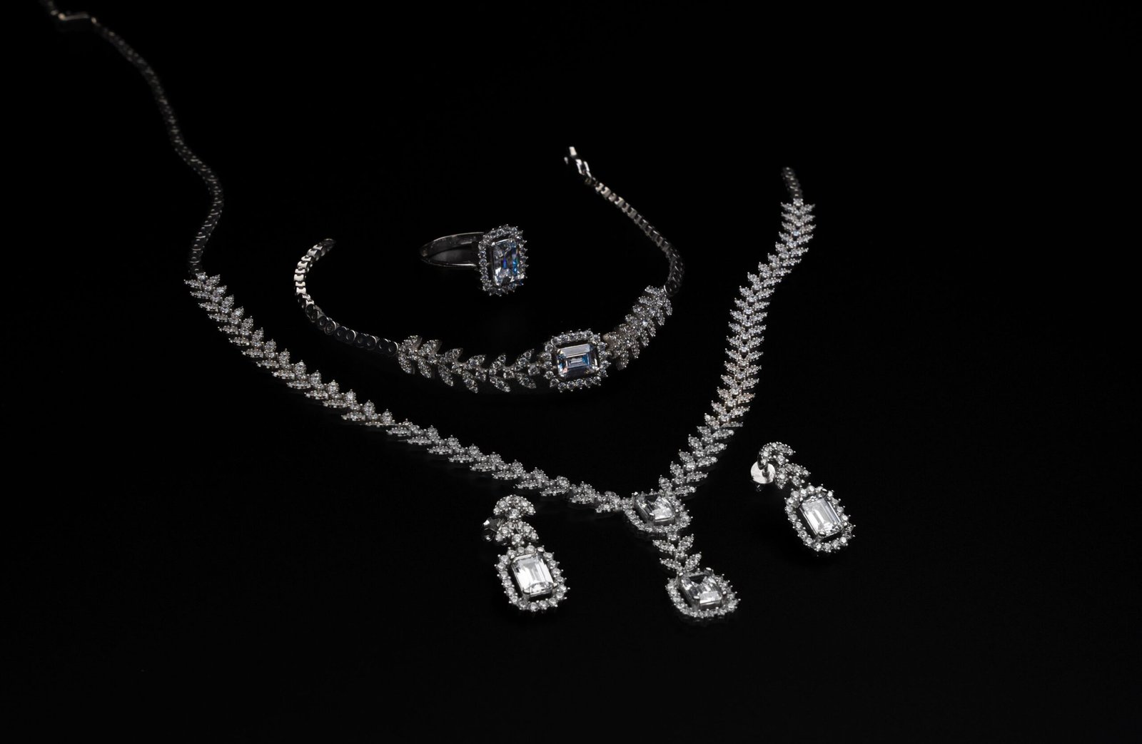 Elegant diamond jewellery display in a London jewellers window