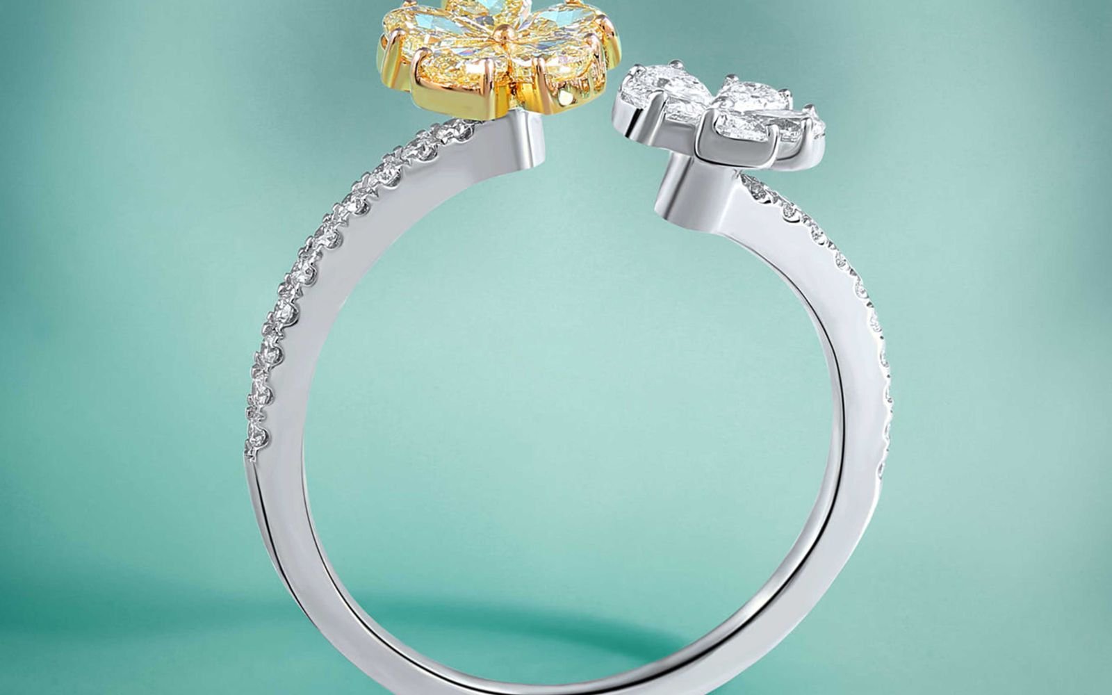 Silver ring with colourful opal-style gemstone