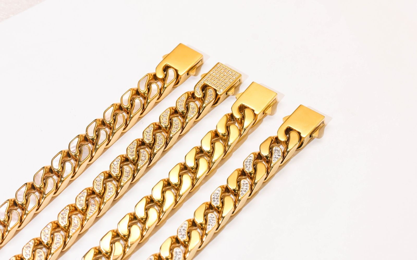 Close up of gold chains suitable for a locket pendant